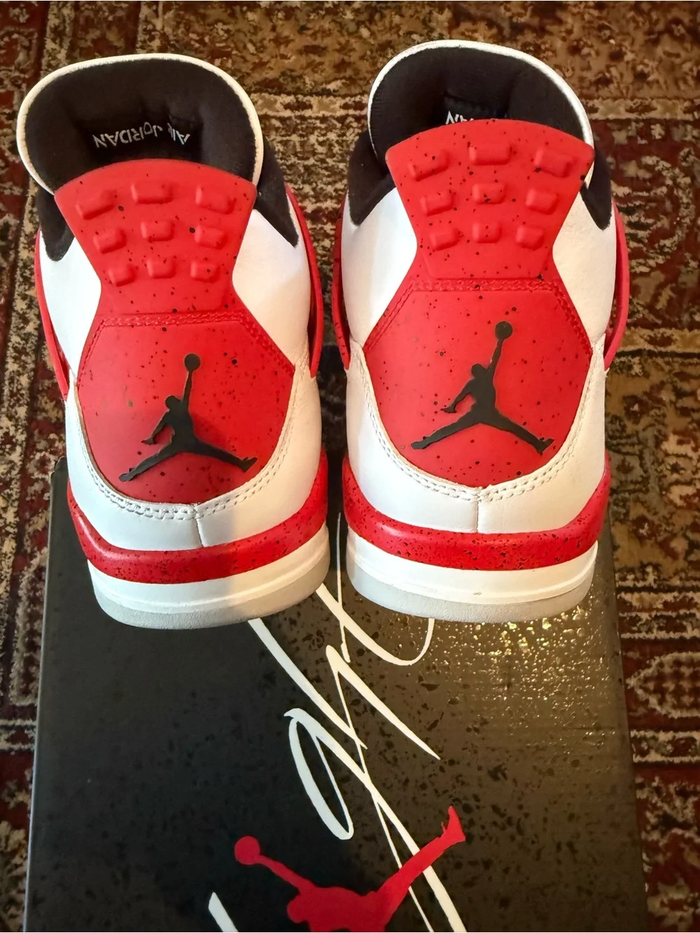 Jordan 4 Retro Red Cement - Mens Sneakers - White, Red, Black